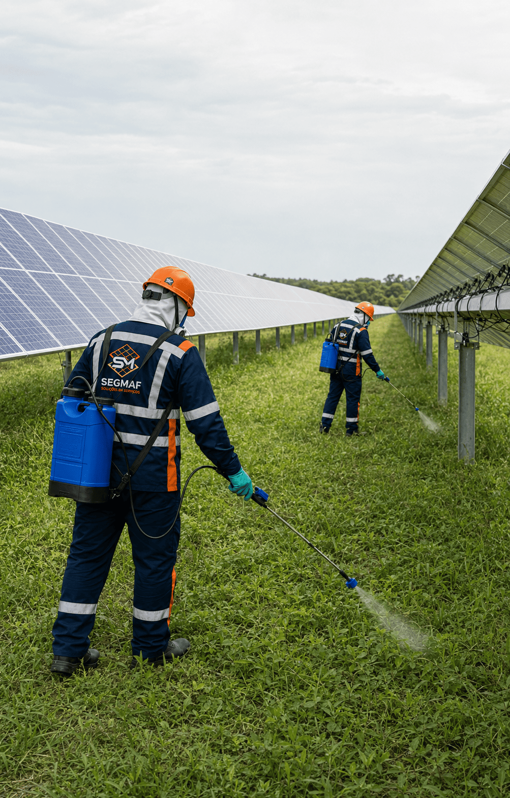 Capina química para controle de vegetação em usinas solares